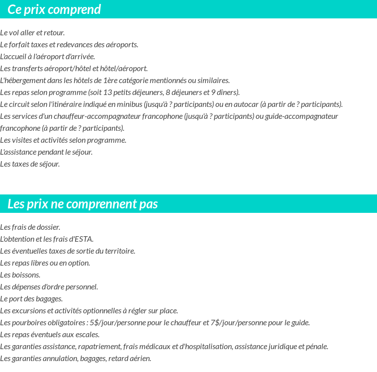 Conditions tarifaires