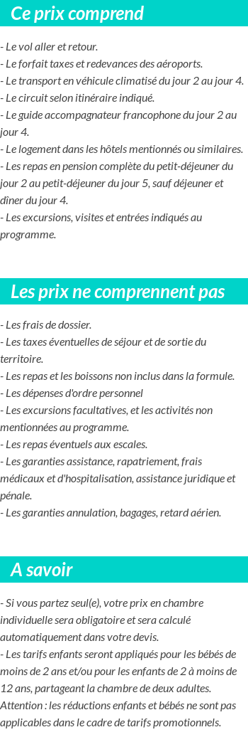 Conditions tarifaires