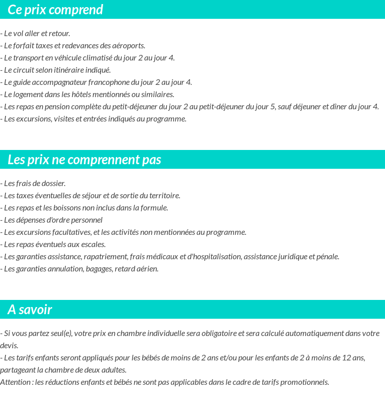 Conditions tarifaires