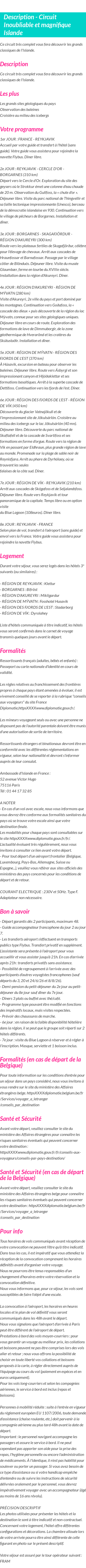 Détails du séjour