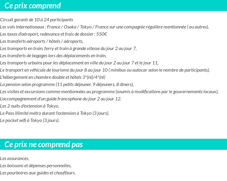 Conditions tarifaires