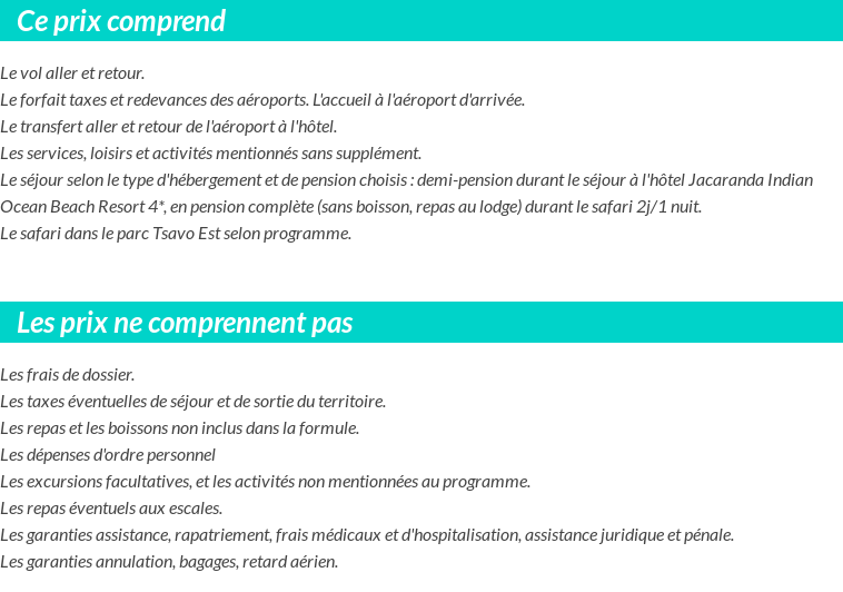 Conditions tarifaires