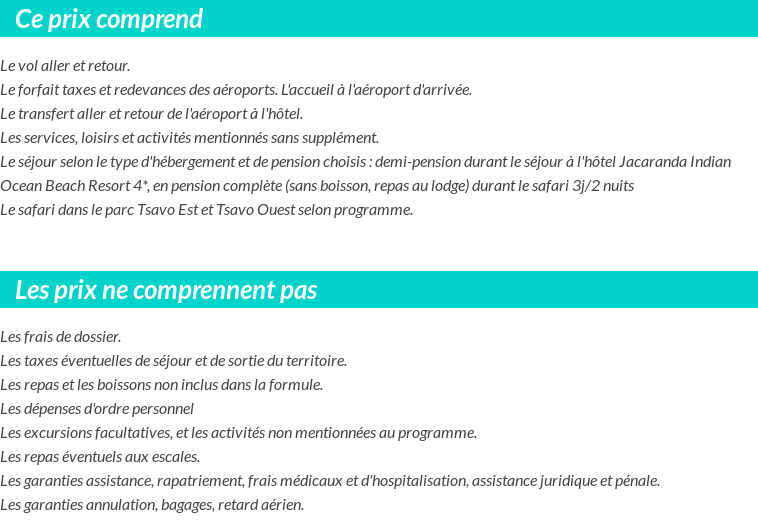 Conditions tarifaires