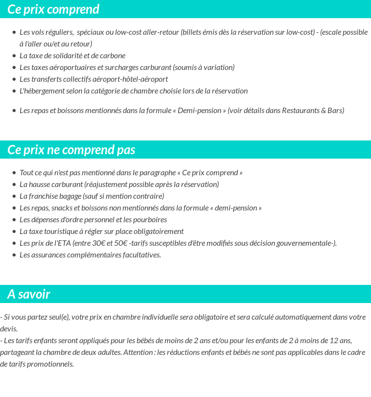 Conditions tarifaires