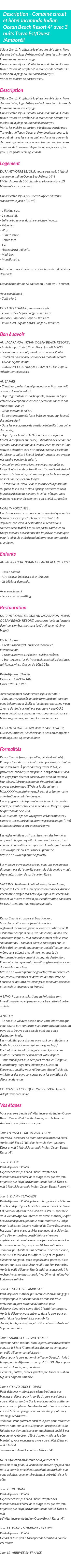 Détails du séjour