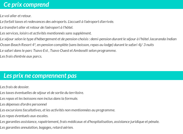Conditions tarifaires