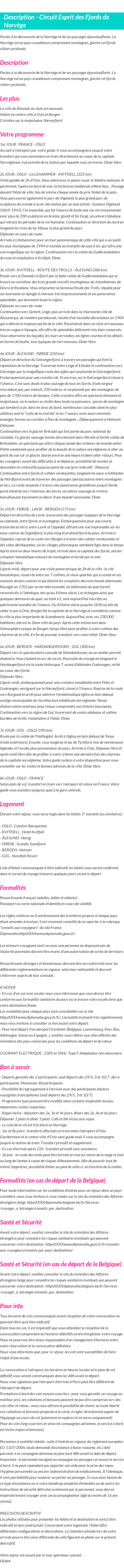 Détails du séjour