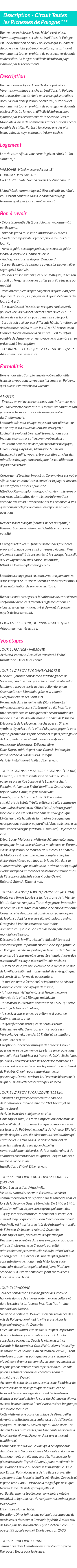 Détails du séjour