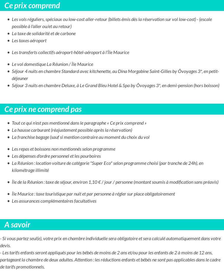 Conditions tarifaires