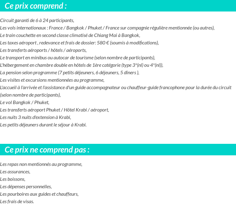 Conditions tarifaires