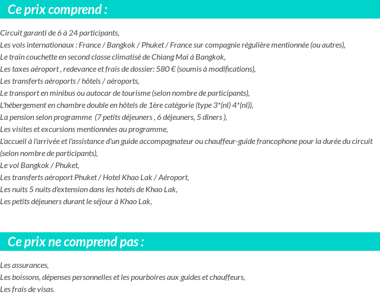 Conditions tarifaires