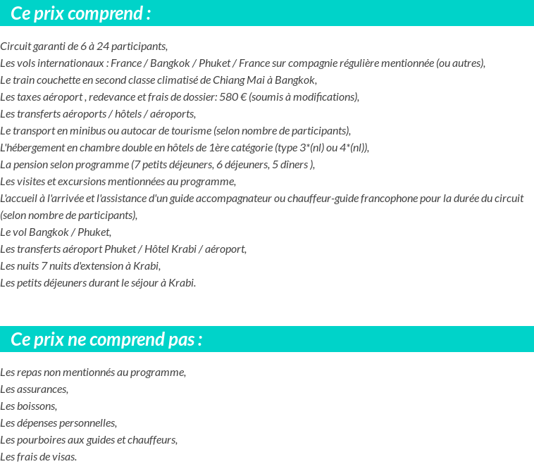 Conditions tarifaires
