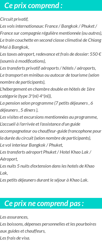 Conditions tarifaires