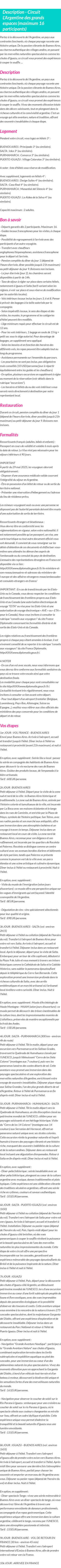 Détails du séjour