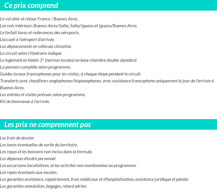 Conditions tarifaires