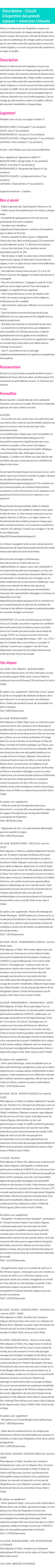Détails du séjour