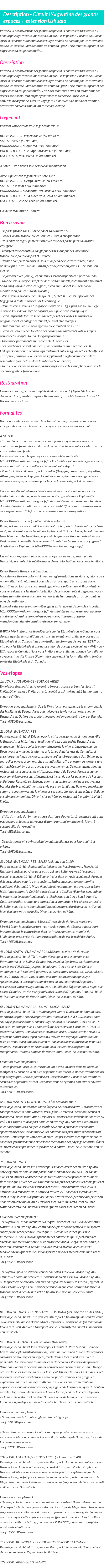 Détails du séjour