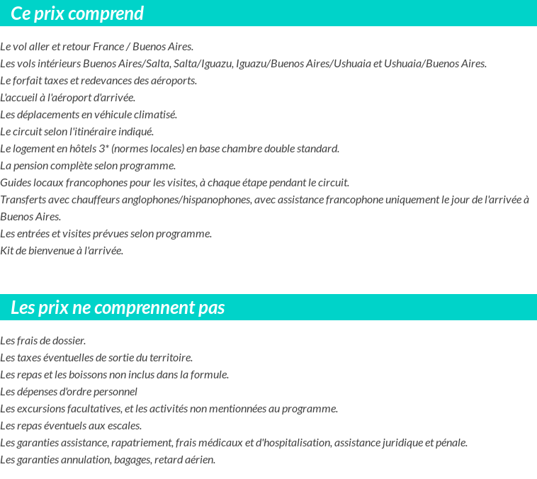 Conditions tarifaires