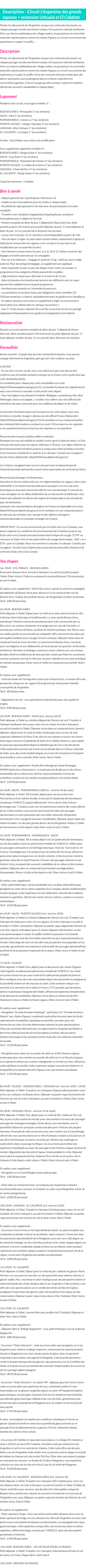 Détails du séjour