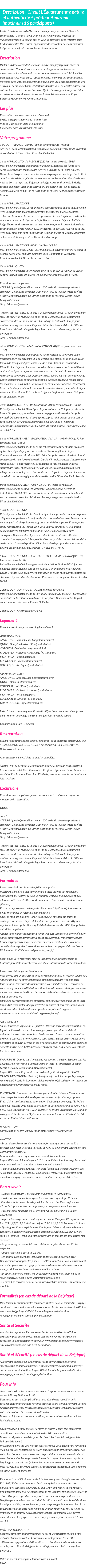 Détails du séjour