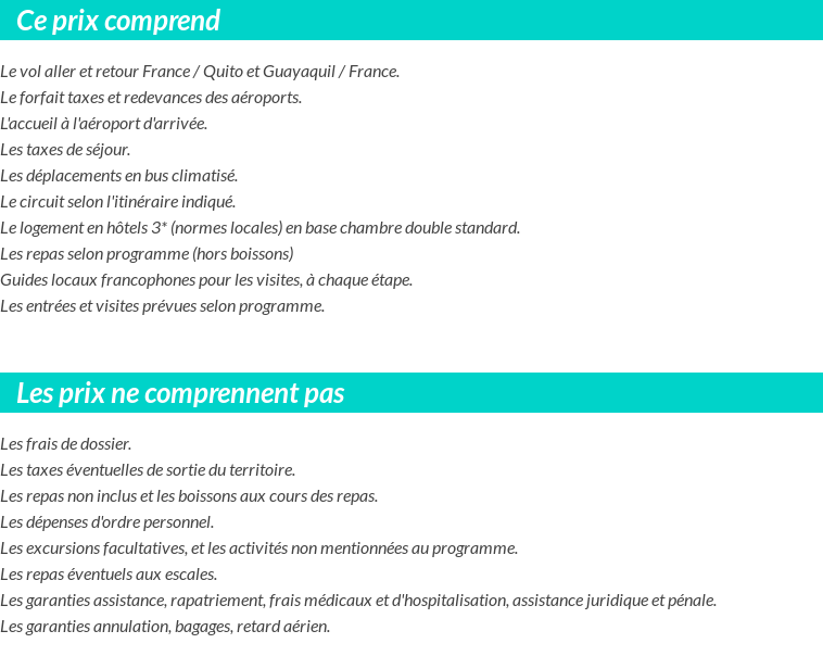 Conditions tarifaires