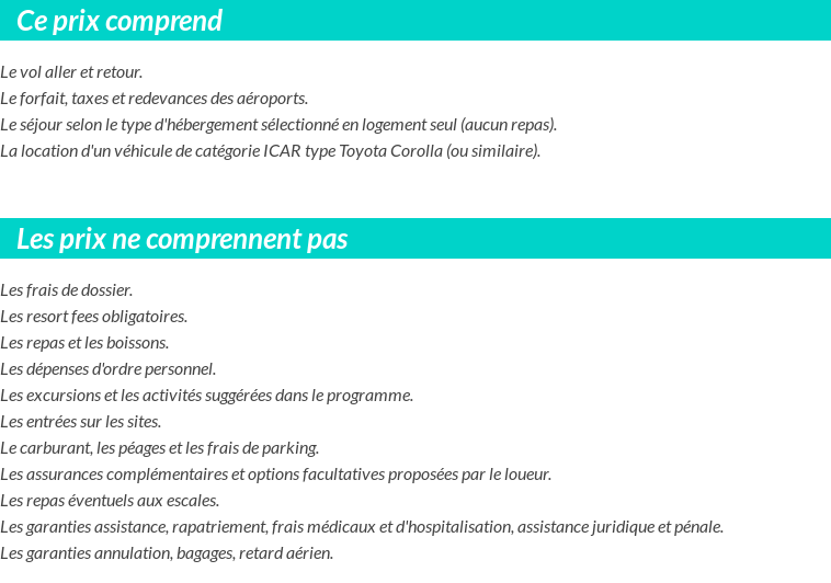 Conditions tarifaires