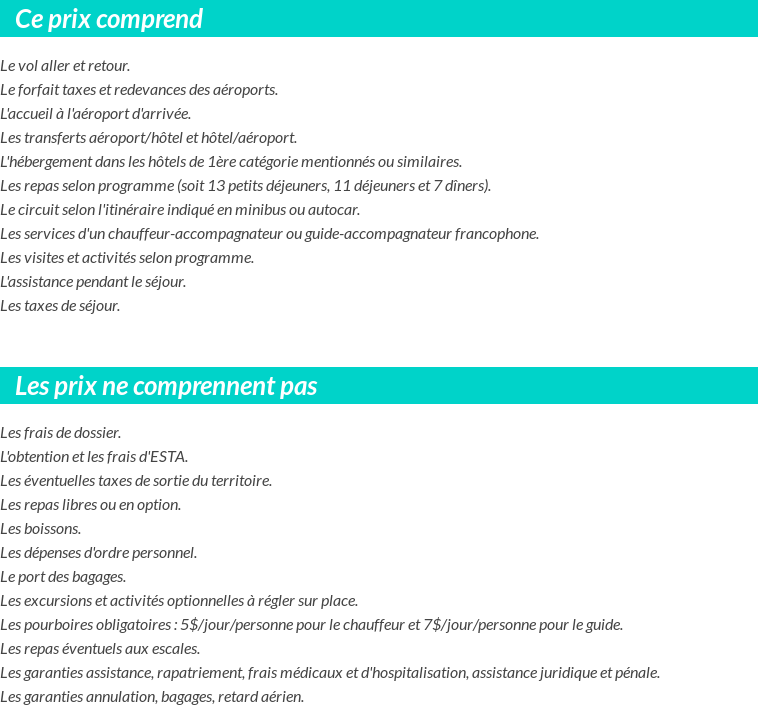 Conditions tarifaires