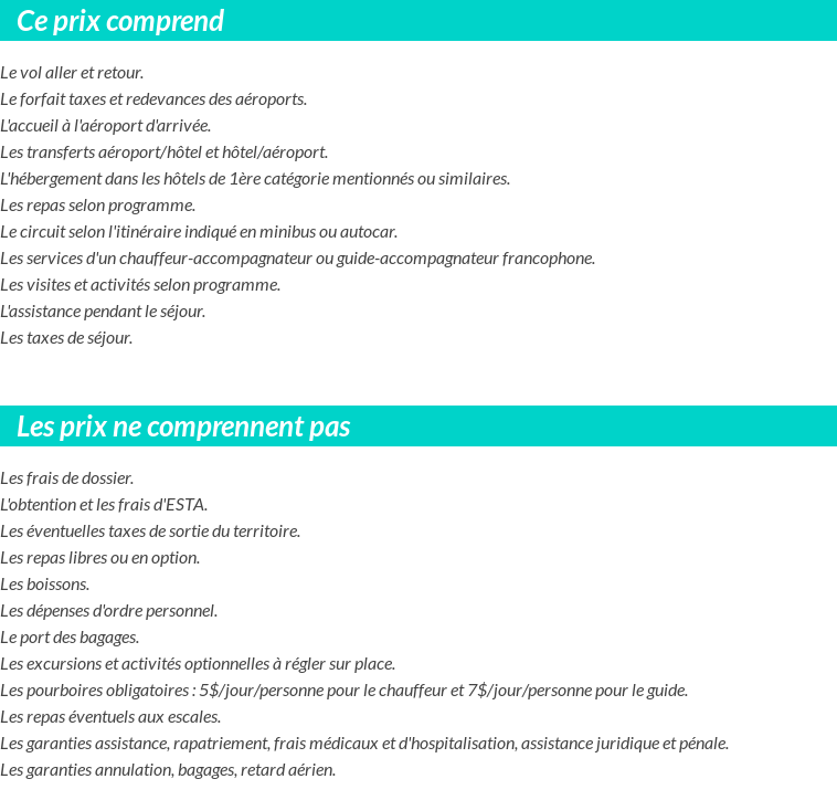 Conditions tarifaires