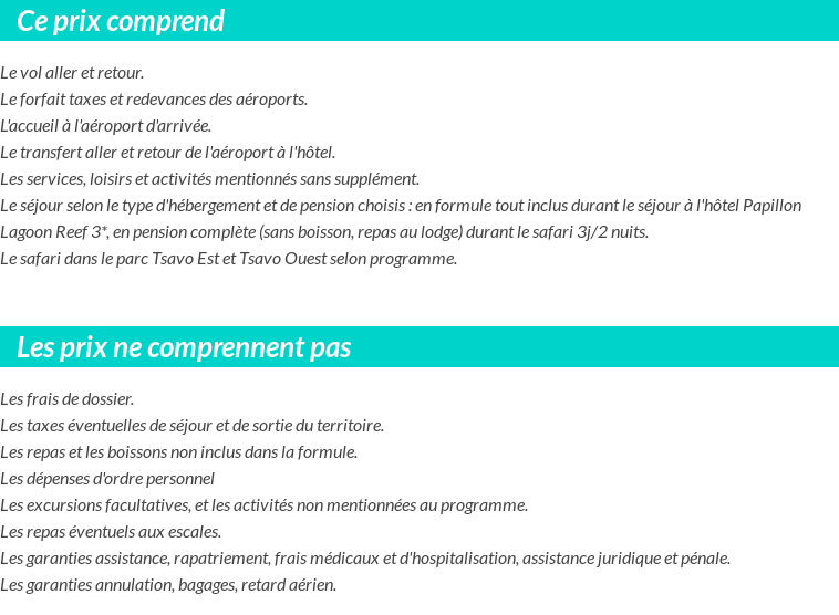 Conditions tarifaires