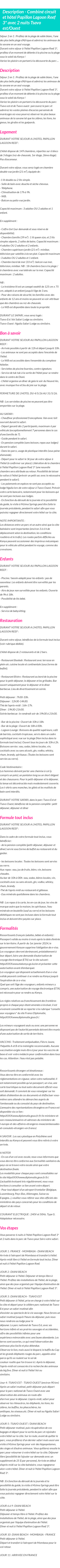 Détails du séjour