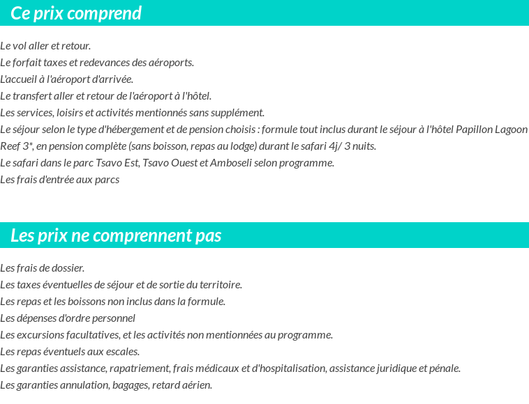 Conditions tarifaires