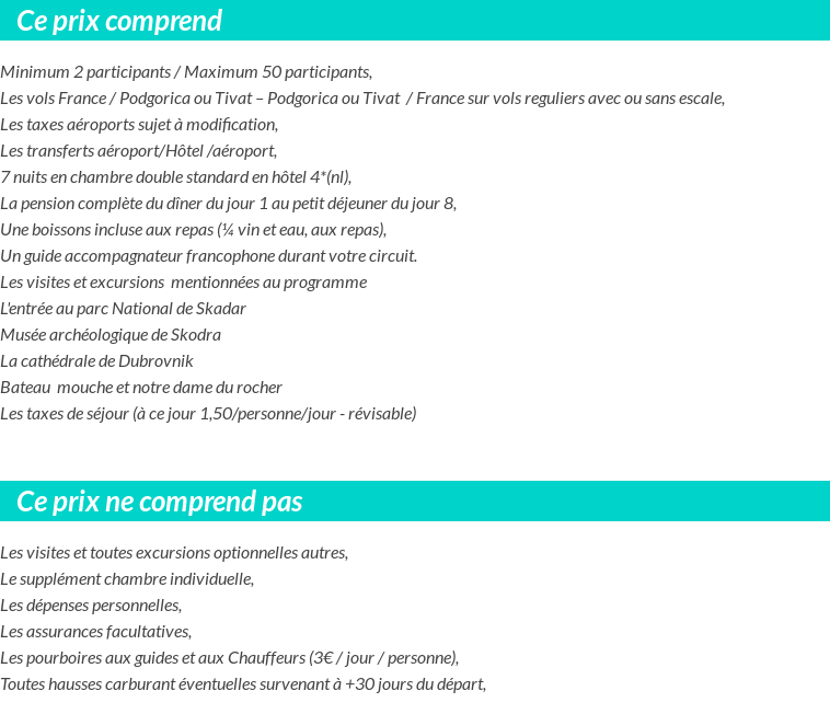 Conditions tarifaires