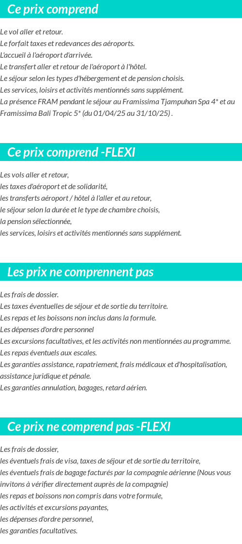 Conditions tarifaires