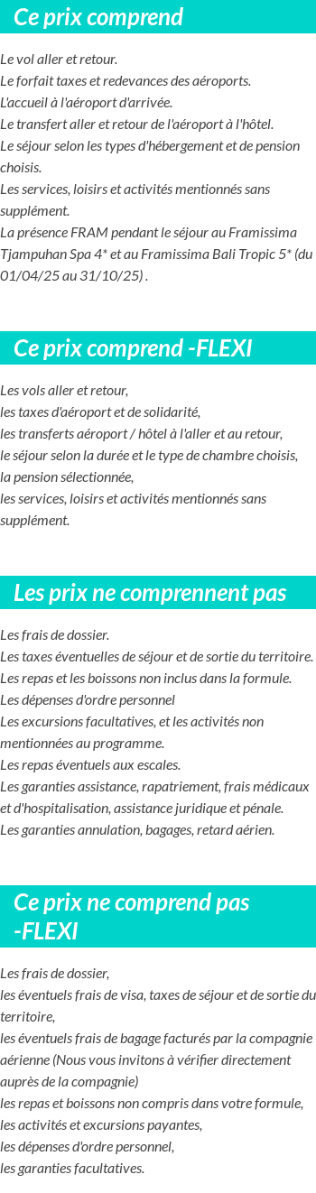 Conditions tarifaires