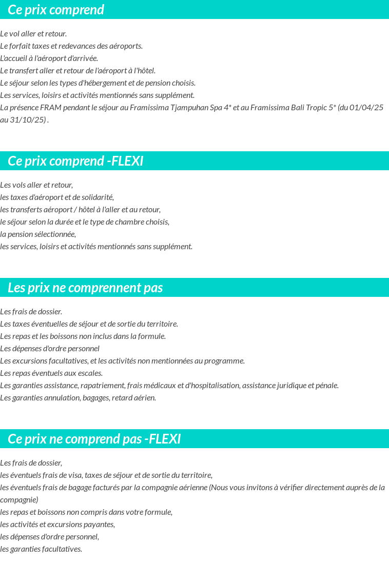 Conditions tarifaires