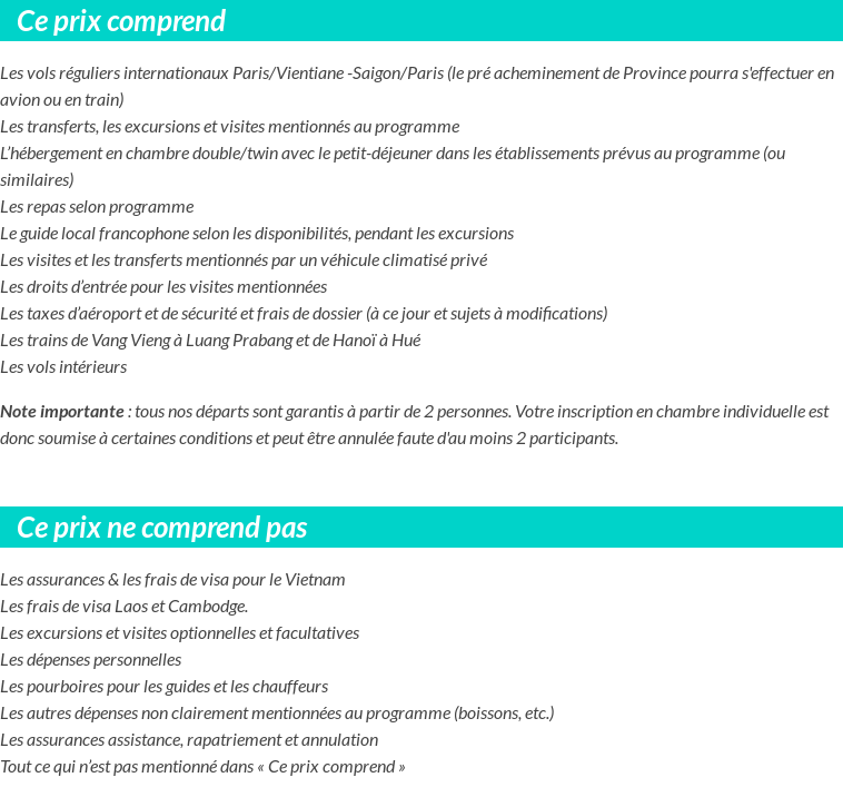 Conditions tarifaires