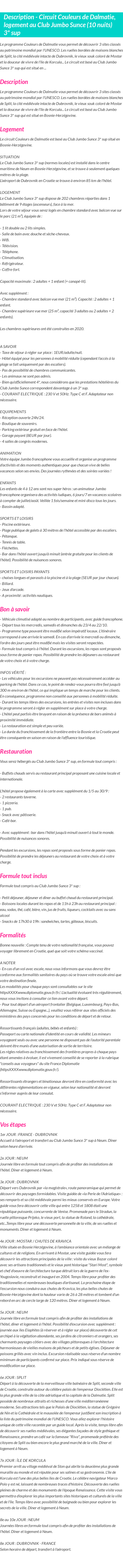 Détails du séjour