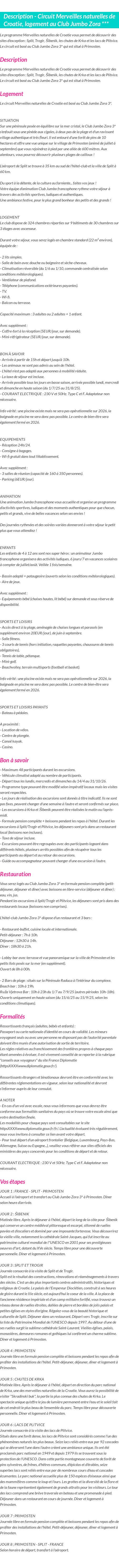 Détails du séjour