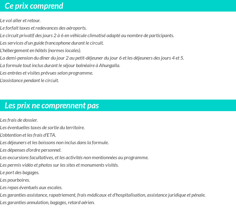 Conditions tarifaires