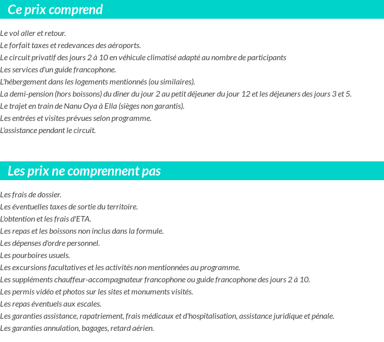 Conditions tarifaires