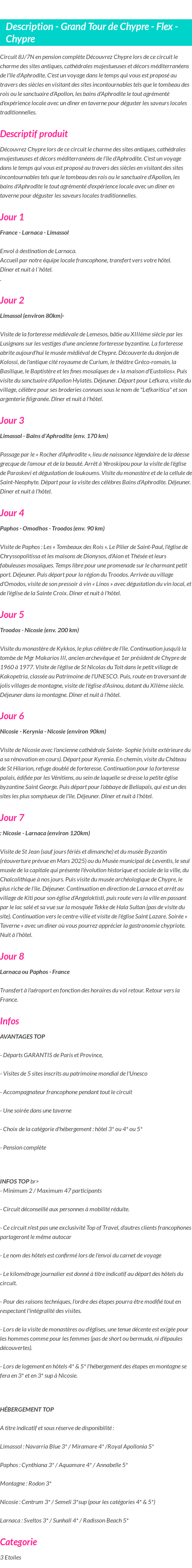 Détails du séjour
