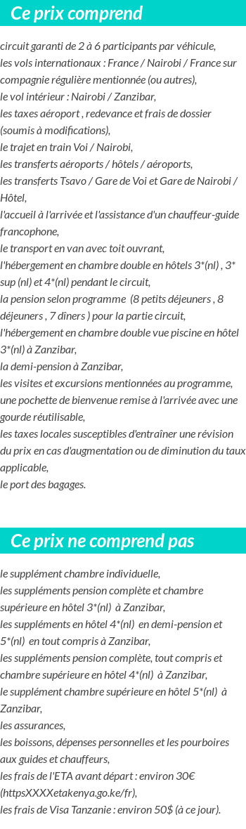 Conditions tarifaires