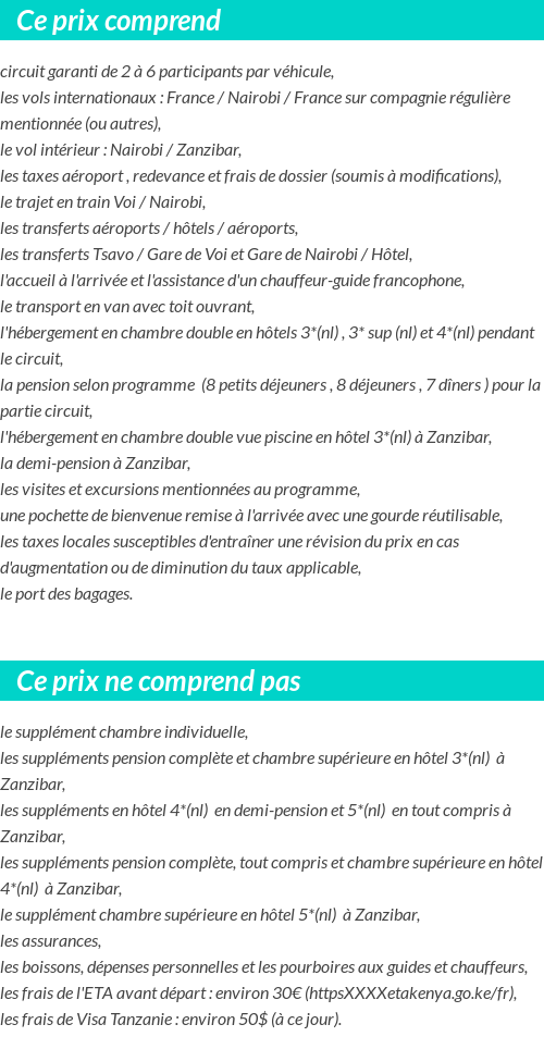 Conditions tarifaires