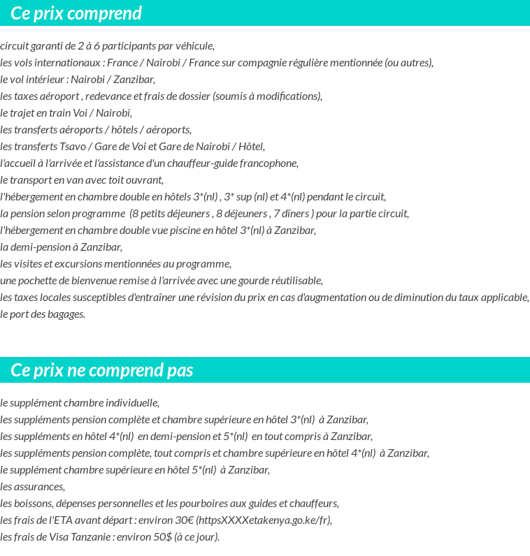 Conditions tarifaires