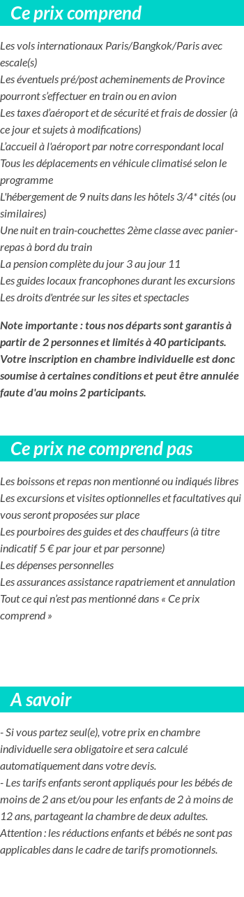 Conditions tarifaires