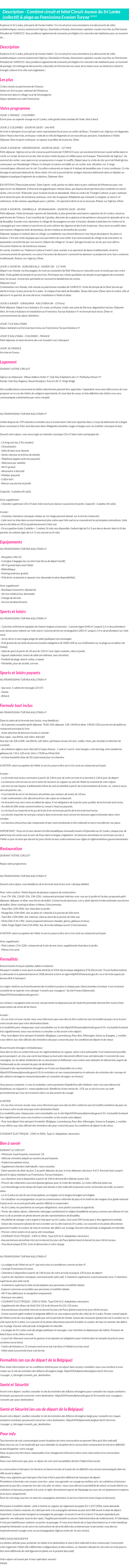 Détails du séjour