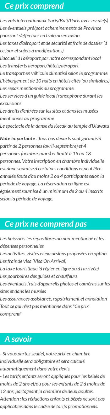 Conditions tarifaires