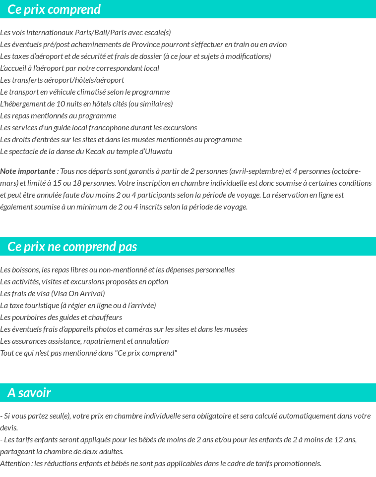 Conditions tarifaires