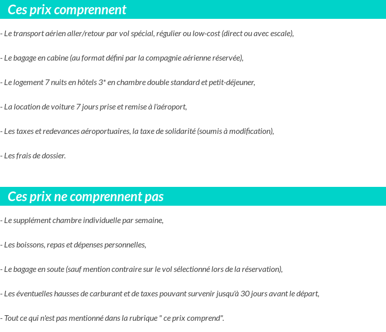 Conditions tarifaires