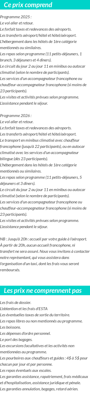 Conditions tarifaires